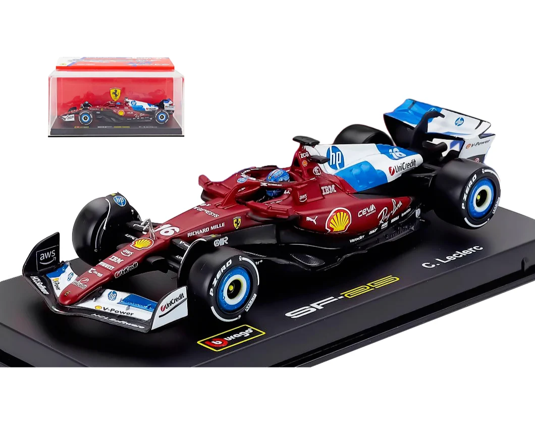 Ferrari SF-25 MIAMI #16 Charles Leclerc F1 2025 – 1:43 Diecast Model with Display Case (Bb)